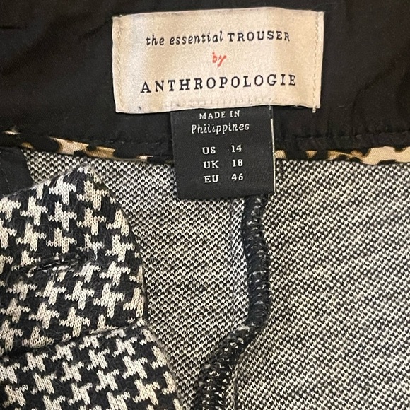 Anthropologie The Essential  Houndstooth Bootcut Trouser Pants Sz 14 - Picture 2 of 6